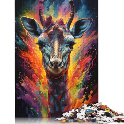 für Erwachsene 1000-teiliges Puzzle-Geschenk buntes psychedelisches Giraffen-Puzzle Holzpuzzle pädagogisches Stressabbau-Spielzeug Puzzle 1000-teilig (75 x 50 cm) von wuzihanptpt