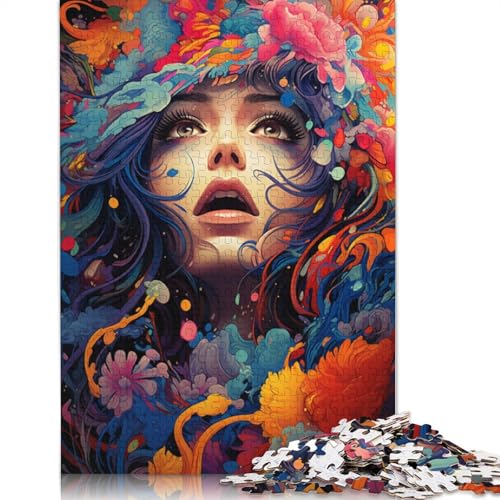 für Erwachsene 1000-teiliges Puzzle-Geschenk buntes psychedelisches Mädchen-Puzzle Papierpuzzle pädagogisches Stressabbau-Spielzeug Puzzle 1000-teilig (38 x 26 cm) von wuzihanptpt