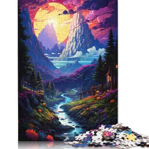 für Erwachsene 1000-teiliges Puzzle-Geschenk farbenfrohe psychedelische Schönheitslandschaft Puzzles aus Holz pädagogisches Spielzeug zum Stressabbau Puzzle 1000 Teile (75 x 50 cm) von wuzihanptpt