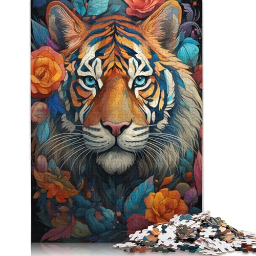 für Erwachsene 1000-teiliges Puzzle-Geschenk farbenfrohes psychedelisches Da Vinci-Tiger-Puzzle Holzpuzzle pädagogisches Stressabbau-Spielzeug Puzzle 1000-teilig (75 x 50 cm) von wuzihanptpt