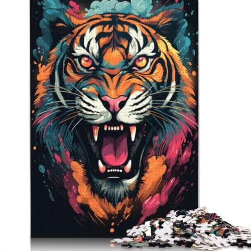 für Erwachsene 1000-teiliges Puzzle-Geschenk wildes buntes Tiger-Puzzle Holzpuzzle pädagogisches Stressabbau-Spielzeug Puzzle 1000-teilig (75 x 50 cm) von wuzihanptpt