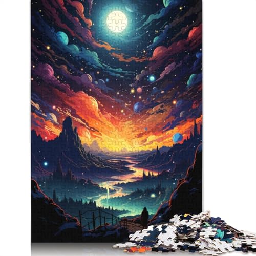 für Erwachsene 1000-teiliges Puzzle Geschenke Bunte psychedelische Nachtszene Puzzle für Erwachsene Holzpuzzle Heimdekoration Puzzle 1000 Teile (75 x 50 cm) von wuzihanptpt