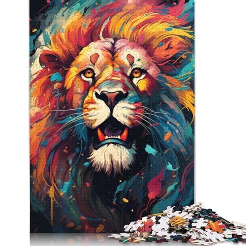 für Erwachsene 1000-teiliges Puzzle Geschenke Gemälde eines bunten Löwen Puzzles für Erwachsene und Kinder Holzpuzzle Lernspielzeug 1000 Teile (75 x 50 cm) von wuzihanptpt