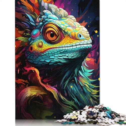 für Erwachsene 1000-teiliges Puzzle Geschenke buntes psychedelisches Fantasie-Chamäleon-Puzzle für Erwachsene Holzpuzzle Heimdekoration Puzzle 1000 Teile (75 x 50 cm) von wuzihanptpt