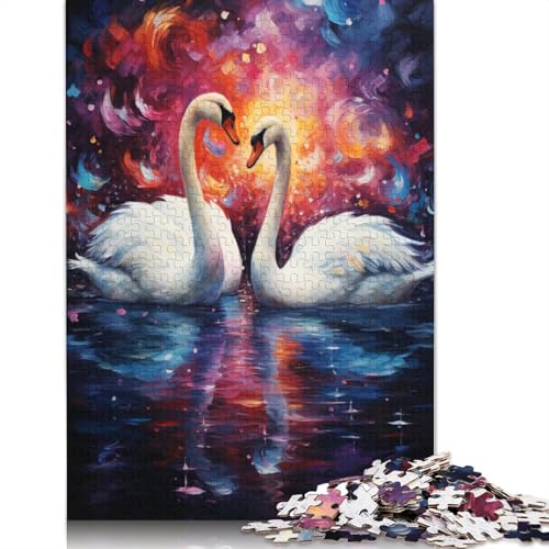 für Erwachsene 1000-teiliges Puzzle Geschenke farbenfrohes psychedelisches Galaxie-Schwanen-Puzzle für Erwachsene und Kinder Papierpuzzle Lernspielzeug 1000 Teile (38 x 26 cm) von wuzihanptpt