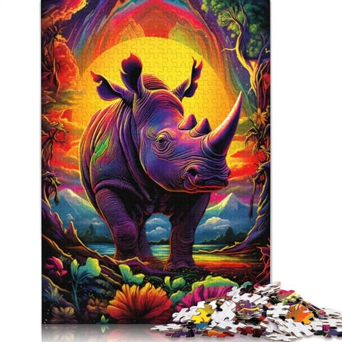 für Erwachsene 1000-teiliges Puzzle Geschenke farbiges Nashorn-Puzzle Papierpuzzle pädagogisches Spielzeug zum Stressabbau Puzzle 1000-teilig (38 x 26 cm) von wuzihanptpt