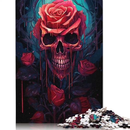 für Erwachsene 1000-teiliges Puzzle Geschenke für Blutrosen-Totenkopf-Puzzle Holzpuzzle pädagogisches Stressabbau-Spielzeug Puzzle 1000-teilig (75 x 50 cm) von wuzihanptpt