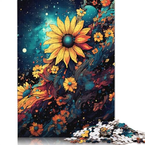 für Erwachsene 1000-teiliges Puzzle Geschenke für Sonnenblumen in der Nacht Puzzles aus Holz pädagogisches Spielzeug zum Stressabbau Puzzle 1000-teilig (75 x 50 cm) von wuzihanptpt