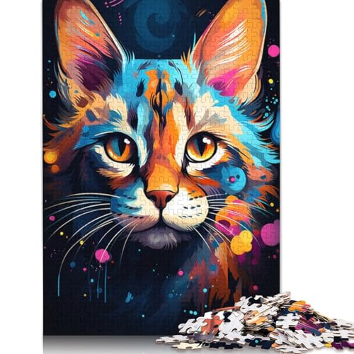 für Erwachsene 1000-teiliges Puzzle geheimnisvolle Savannenkatze Puzzle für Erwachsene Papierpuzzle lustiges Geschenk 1000 Teile (38 x 26 cm) von wuzihanptpt