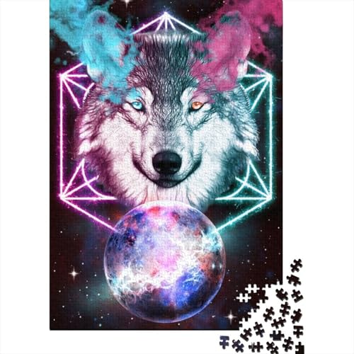 für Erwachsene 500-teiliges Fantasy-Space-Wolf-Puzzle für Erwachsene Holzbrett-Puzzles lustige Puzzlespiele 500 Teile (52 x 38 cm) von wuzihanptpt