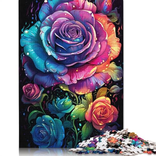 für Erwachsene Puzzle „Die farbenfrohe Psychedelia der kosmischen Rosen“ Puzzle für Erwachsene 1000 Teile Papierpuzzle für Erwachsene und Kinder ab 10 Jahren Denksportspiel 1000 Teile (38 x 26 cm) von wuzihanptpt