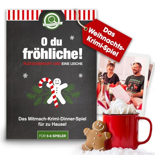 mitmach-krimi – O du fröhliche! Plätzchenduft und eine Leiche – Krimidinner Spiel für zuhause für 5-6 Personen – Krimispiel für Erwachsene Erwachsene - Weihnachtsfeier von www.mitmach-krimi.de