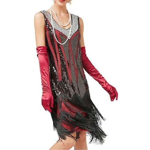 xHxttL 1920er-Kleider für Damen Gatsby Flapper-Kleider 20er Vintage Fransenkleid Pailletten Cocktailkleid für formelle Party Abschlussball von xHxttL