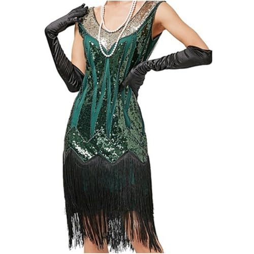 xHxttL 1920er-Kleider für Damen Gatsby Flapper-Kleider 20er Vintage Fransenkleid Pailletten Cocktailkleid für formelle Party Abschlussball von xHxttL