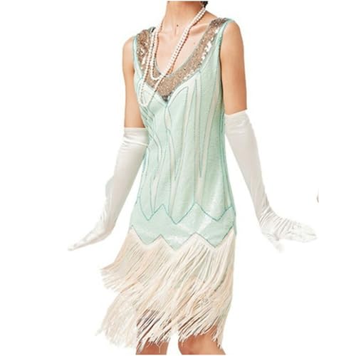 xHxttL 1920er-Kleider für Damen Gatsby Flapper-Kleider 20er Vintage Fransenkleid Pailletten Cocktailkleid für formelle Party Abschlussball von xHxttL