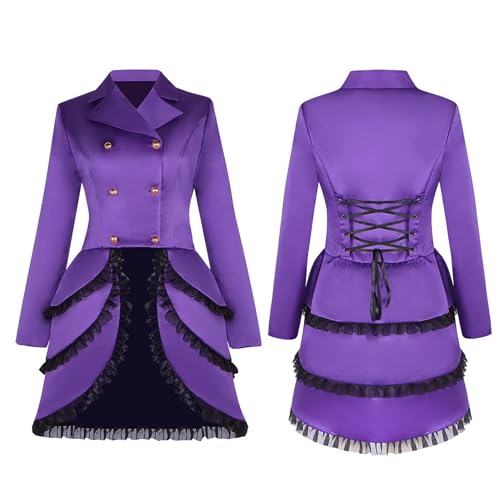 xHxttL Gothic-Smokingjacke für Damen, viktorianischer Steampunk-Frack, Jacke, Kostüm, Vampir, Lagenkleid, Pirat, Halloween von xHxttL