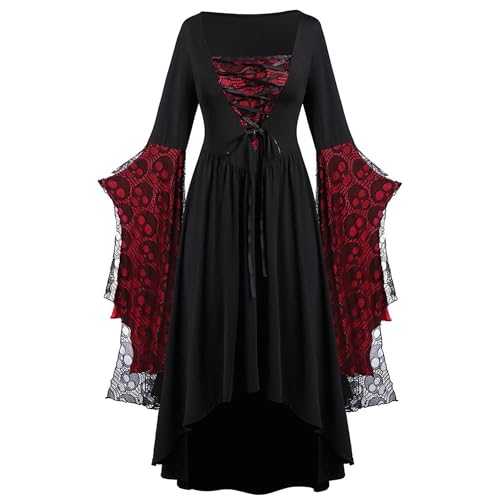 xHxttL Halloween-Kostüme für Damen Renaissance-Spitzenkleid Ballkleid Hexenkleider Korsett Gothic Vampirkleid von xHxttL