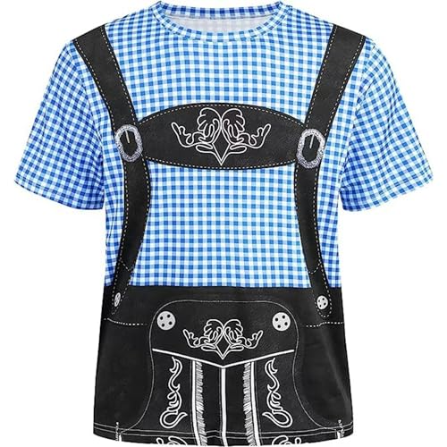 xHxttL Herren, deutsches bayerisches Oktoberfest-Kostüm, Bierhemd, T-Shirt, Piraten-Halloween-Shirt, Cosplay von xHxttL