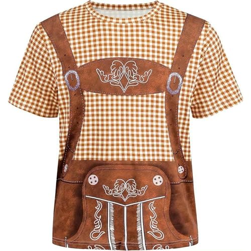 xHxttL Herren, deutsches bayerisches Oktoberfest-Kostüm, Bierhemd, T-Shirt, Piraten-Halloween-Shirt, Cosplay von xHxttL