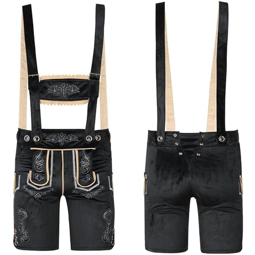 xHxttL Herren Oktoberfest Bayerische Lederhosen aus Wildleder mit passenden Hosenträgern Shorts Deutsche Lederhosen Oktoberfest-Outfit von xHxttL