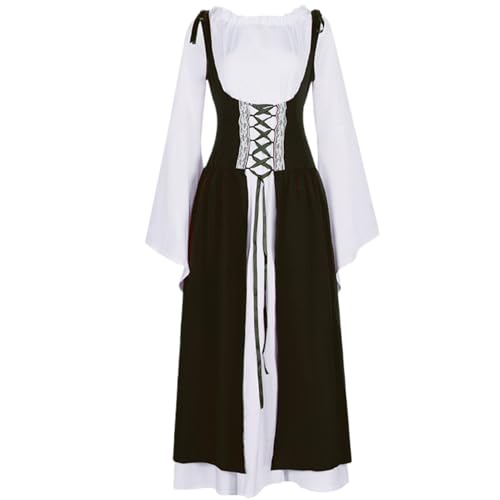 xHxttL Mittelalterliches Renaissance-Kleid für Damen mit Hemdbluse, Ren-Faire-Kostüm, Renaissance-Outfit, irisches Kleid, Halloween-Kostüm von xHxttL