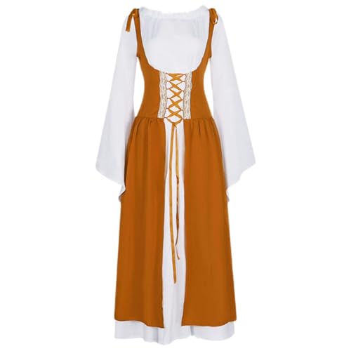 xHxttL Mittelalterliches Renaissance-Kleid für Damen mit Hemdbluse, Ren-Faire-Kostüm, Renaissance-Outfit, irisches Kleid, Halloween-Kostüm von xHxttL