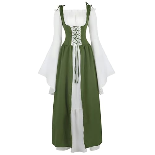 xHxttL Mittelalterliches Renaissance-Kleid für Damen mit Hemdbluse, Ren-Faire-Kostüm, Renaissance-Outfit, irisches Kleid, Halloween-Kostüm von xHxttL