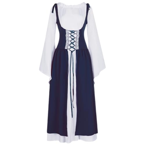 xHxttL Mittelalterliches Renaissance-Kleid für Damen mit Hemdbluse, Ren-Faire-Kostüm, Renaissance-Outfit, irisches Kleid, Halloween-Kostüm von xHxttL