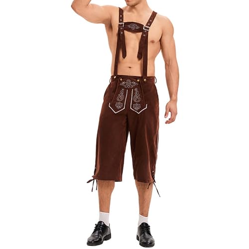 xHxttL Oktoberfest-Kostümhose für Herren, bayerische Lederhosen, Overall, Oktoberfest-Kostüm, Outfit, traditionelle Kostümhose von xHxttL