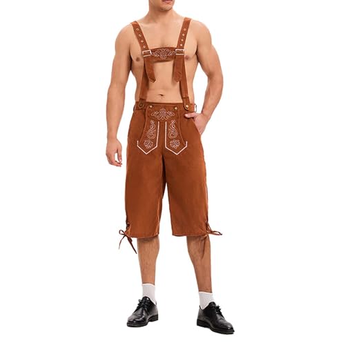 xHxttL Oktoberfest-Kostümhose für Herren, bayerische Lederhosen, Overall, Oktoberfest-Kostüm, Outfit, traditionelle Kostümhose von xHxttL