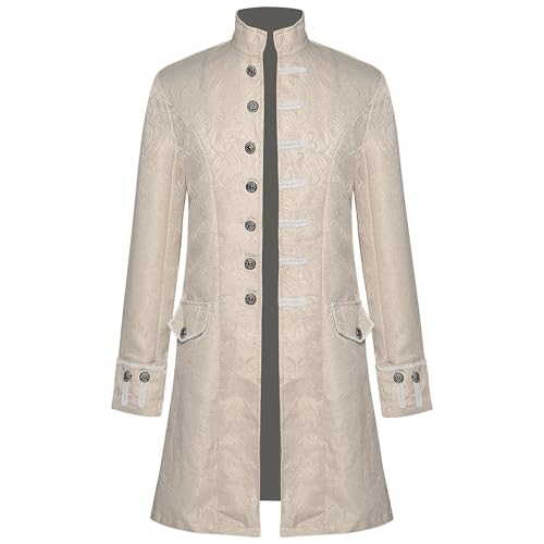 xHxttL Steampunk-Vintage-Jacke für Herren, mittelalterlicher Frack, Übermantel, gotischer viktorianischer Mantel, Uniform, Vampir-Cosplay Halloween von xHxttL