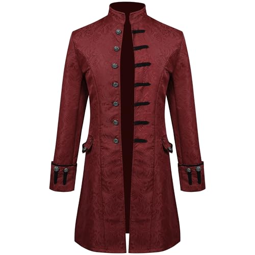 xHxttL Steampunk-Vintage-Jacke für Herren, mittelalterlicher Frack, Übermantel, gotischer viktorianischer Mantel, Uniform, Vampir-Cosplay Halloween von xHxttL