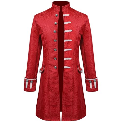 xHxttL Steampunk-Vintage-Jacke für Herren, mittelalterlicher Frack, Übermantel, gotischer viktorianischer Mantel, Uniform, Vampir-Cosplay Halloween von xHxttL