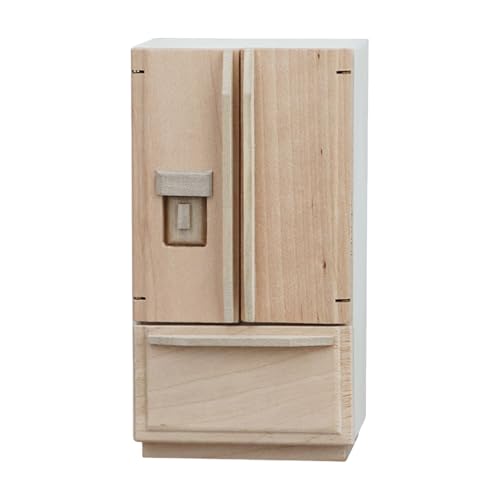 Miniatur-Kühlschrankmodell aus Holz für 1/12 Puppenhäuser Küche Display Doppeltür Design Kühlschrank Figur Puppenhäuser Möbel Zubehör Miniatur-Kühlschrankmodell aus Holz für 1/12 Puppenhäuser Küche Display Doppeltür Design Kühlschrank Figur Puppenhäuser Möbel Zubehör von xbiez