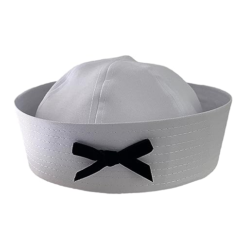 xbiez Cosplay Matrosenhut mit schwarzer Schleife Dekor, Captain Navy Marine Hut für Damen und Herren, lustiges Cosplay-Hut Zubehör von xbiez