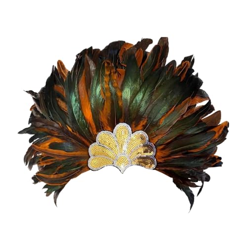 xbiez Damen Pailletten-Stirnband mit Federn, übertriebener Kopfschmuck mit elastischem Band für Karneval, Party, Aufführungen und besondere Anlässe, Halloween-Kopfschmuck xbiez Damen Pailletten-Stirnband mit Federn, übertriebener Kopfschmuck mit elastischem Band für Karneval, Party, Aufführungen und besondere Anlässe, Halloween-Kopfschmuck von xbiez