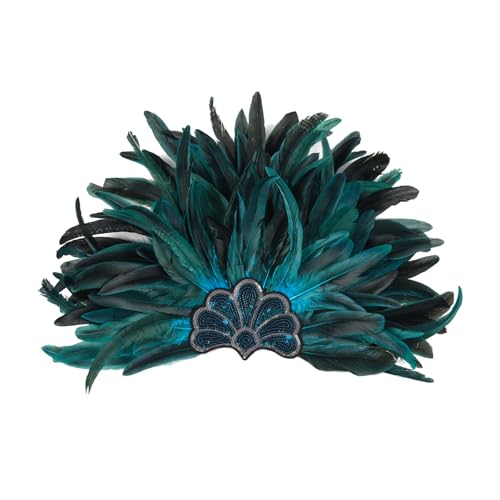 xbiez Damen Pailletten-Stirnband mit Federn, übertriebener Kopfschmuck mit elastischem Band für Karneval, Party, Aufführungen und besondere Anlässe, Halloween-Kopfschmuck xbiez Damen Pailletten-Stirnband mit Federn, übertriebener Kopfschmuck mit elastischem Band für Karneval, Party, Aufführungen und besondere Anlässe, Halloween-Kopfschmuck von xbiez