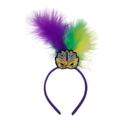 xbiez Glitzer-Pailletten-Stirnbänder für Damen, Karneval, Stirnbänder mit Pailletten, Feder für Mädchen, Festival, Tanzparty von xbiez