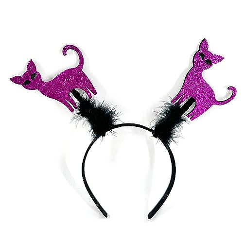 xbiez Gruseliges Halloween-Stirnband, glitzernde Fledermaus/Katze, Haarband, Kostüm, Kopfbedeckung, RaveParty Requisiten, Kopfdekoration, Unisex-Kopfbedeckung von xbiez