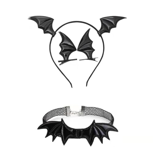 xbiez Haarspangen für Mädchen, Gothic, Halloween, Cosplay, Teufelsflügel, Haarschmuck, Punk, Haarschmuck, einzigartige schwarze Kopfbedeckung von xbiez