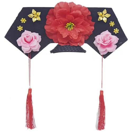 xbiez Traditionelles Kostüm, königlicher Hut für Damen, chinesische königliche Blume, königlicher Hut, Hochzeit, Kostüm, Mottoparty, Requisiten, Kopfschmuck von xbiez