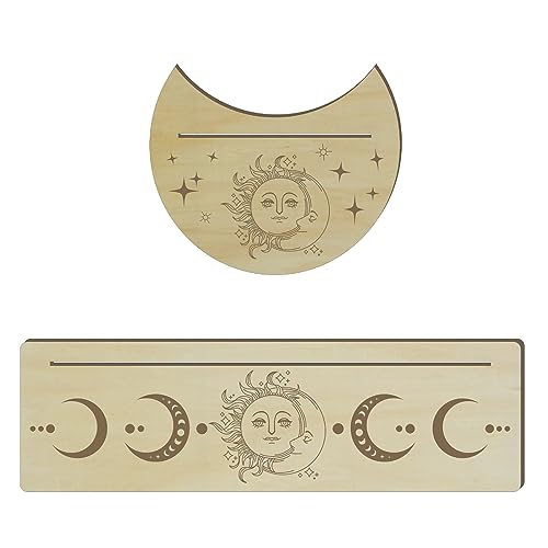 xbiez Tragbarer Hölzerner Tarot Kartenständer Mond Design Wahrsagungsbrett Tarot Kartenhalter Set Tarot Display Ständer Tarot Karten Display Ständer Tarot Deck Display Ständer Holz Display Ständer von xbiez