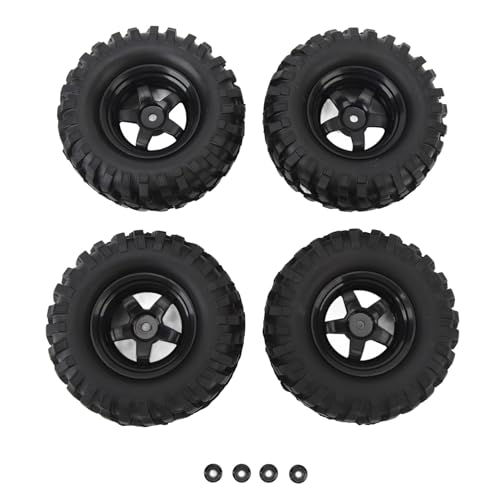 xctopest 4 Stück 1,9 Zoll RC Felgen Reifen Set Universal Crawler Auto Off-Road Gummi Zubehör Schwarz von xctopest