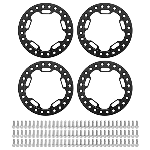 xctopest 4 Stück Radaußen-Beadlock-Ring 1,9 Zoll Ersatz-Rad-Beadlock-Ringe korrosionsbeständig CNC-gefräst für Axial SCX10 90046 TRX4 1/10 RC-Autos (Black) von xctopest