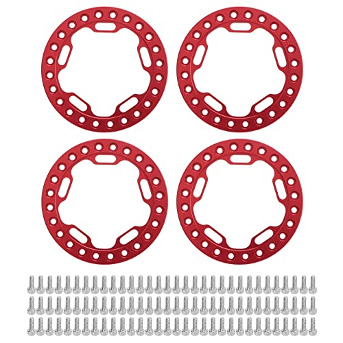 xctopest 4 Stück Radaußen-Beadlock-Ring 1,9 Zoll Ersatz-Rad-Beadlock-Ringe korrosionsbeständig CNC-gefräst für Axial SCX10 90046 TRX4 1/10 RC-Autos (Red) von xctopest