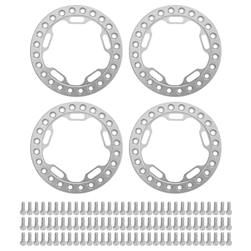 xctopest 4 Stück Radaußen-Beadlock-Ring 1,9 Zoll Ersatz-Rad-Beadlock-Ringe korrosionsbeständig CNC-gefräst für Axial SCX10 90046 TRX4 1/10 RC-Autos (Silver) von xctopest