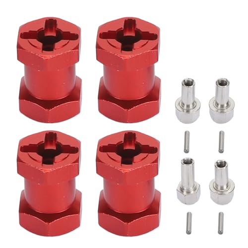 xctopest RC-Rad-Sechskant-Abstandshalter, 12-mm-Universal-Nabenverlängerungen, Sorgen für Stabilität bei ferngesteuerten RC-Car-Hochgeschwindigkeits-Kurvenfahrten (Red) von xctopest