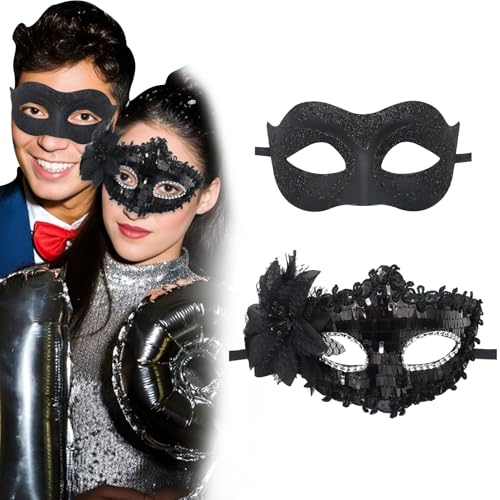 2 Pcs Venezianische Maske Damen,Venezianische Maske Herren,Maske Maskenball Frau,Maske Für Maskenball,Venezianische Maske,Maskenball Masken,Damen-Maskerade,Maskerade/Halloween/Party/Maskerade-Masken von xianshi