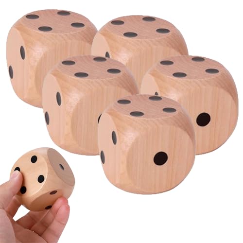 5 Pcs Würfel Groß,Holzwürfel,Spielwürfel,Spielwürfel Groß-3cm,Große Würfel,Spielwürfel Holz,Table Games For Adults And Children Suitable For Party Games Card Games Family Party Games Accessories von xianshi