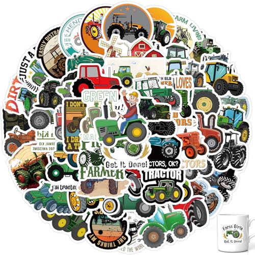 Traktor Sticker,60 Stück Sticker Fahrzeuge,Aufkleber Bagger Bauernhof,Auto Bagger-Aufkleber Baustelle,für Koffer Laptop Skateboard,Scrapbook Diy (4-8cm) Handy HüLle Sticke Tattoo,Tractor Wasserfeste von xianshi